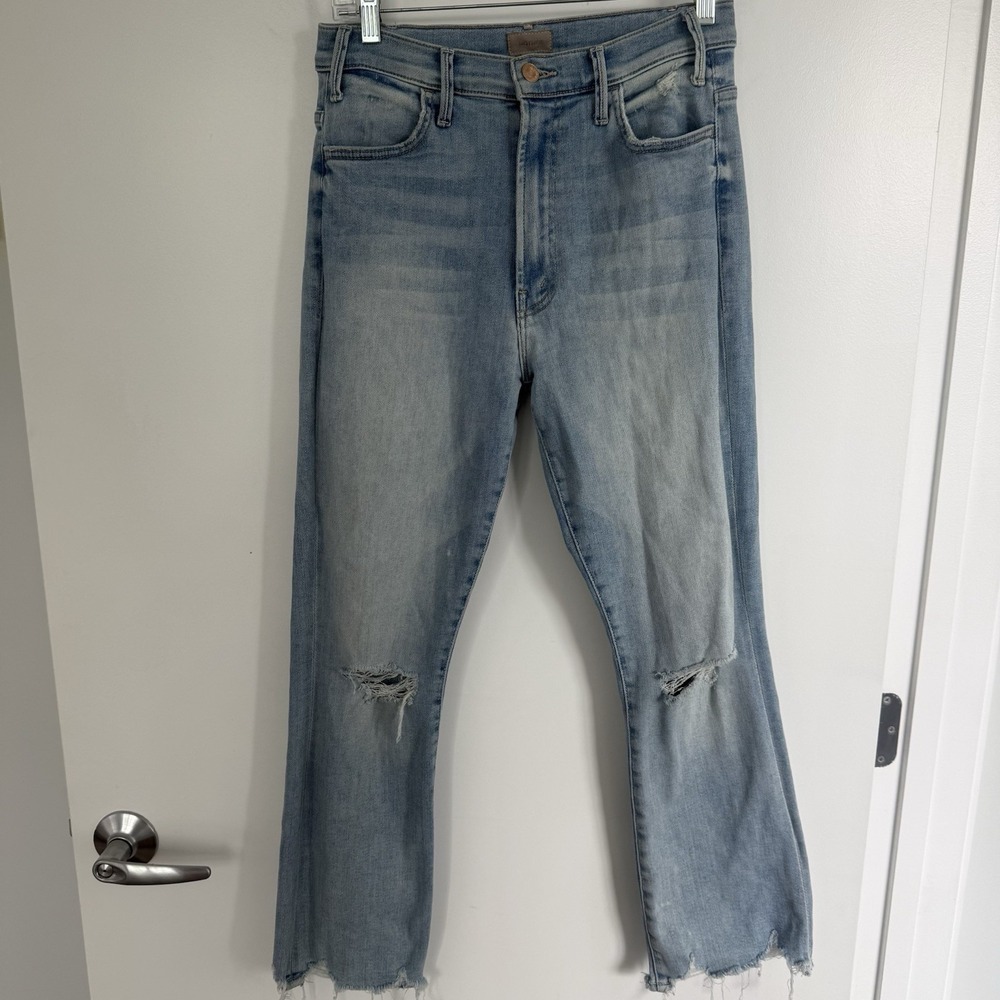 Mother Jeans Hustler Ankle In Petal Plucker Distressed Light Wash Size 29